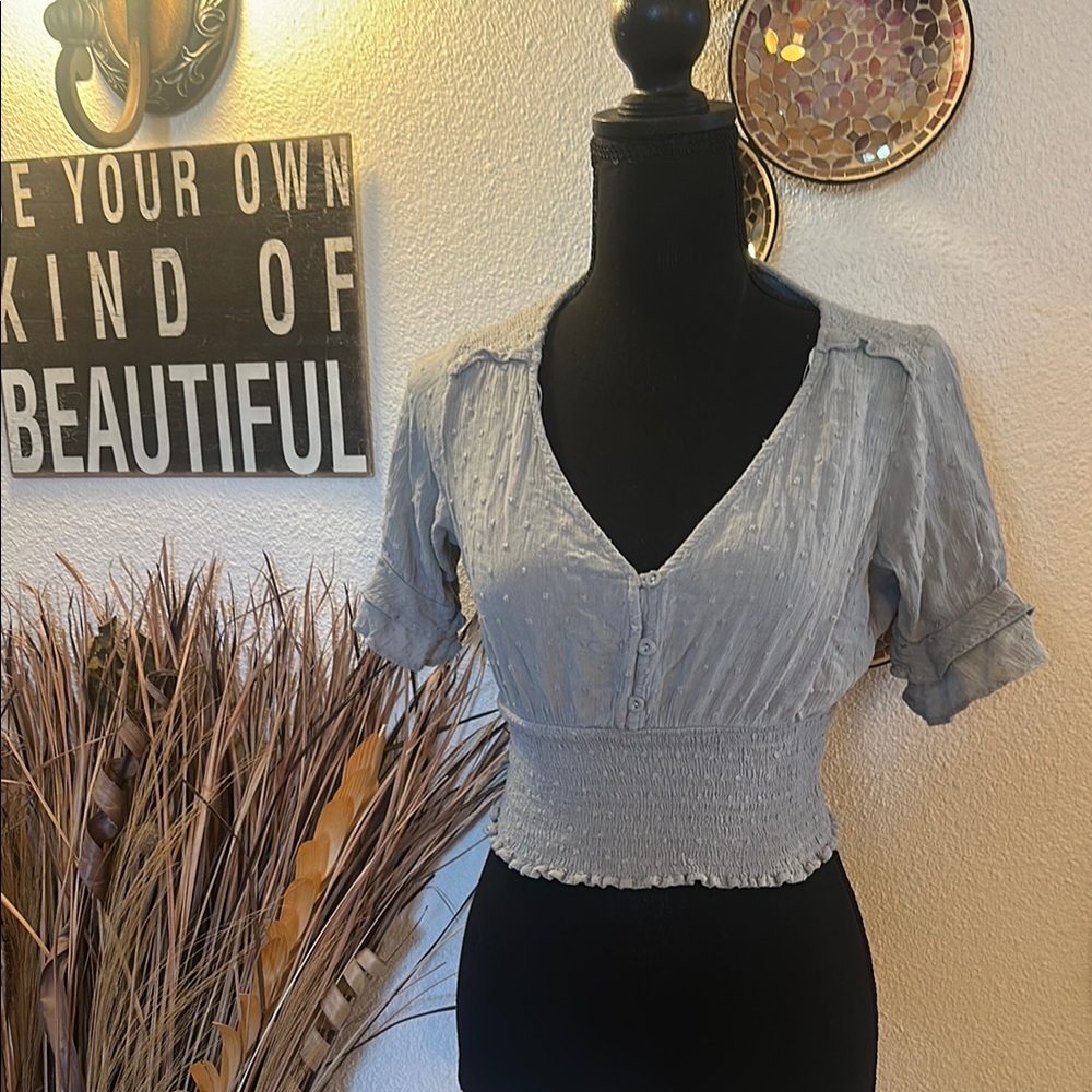 5 for $25- Chic Light Gray Women's Blouse
